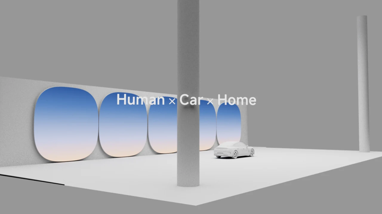 Clay render of a Human × Car × Home display