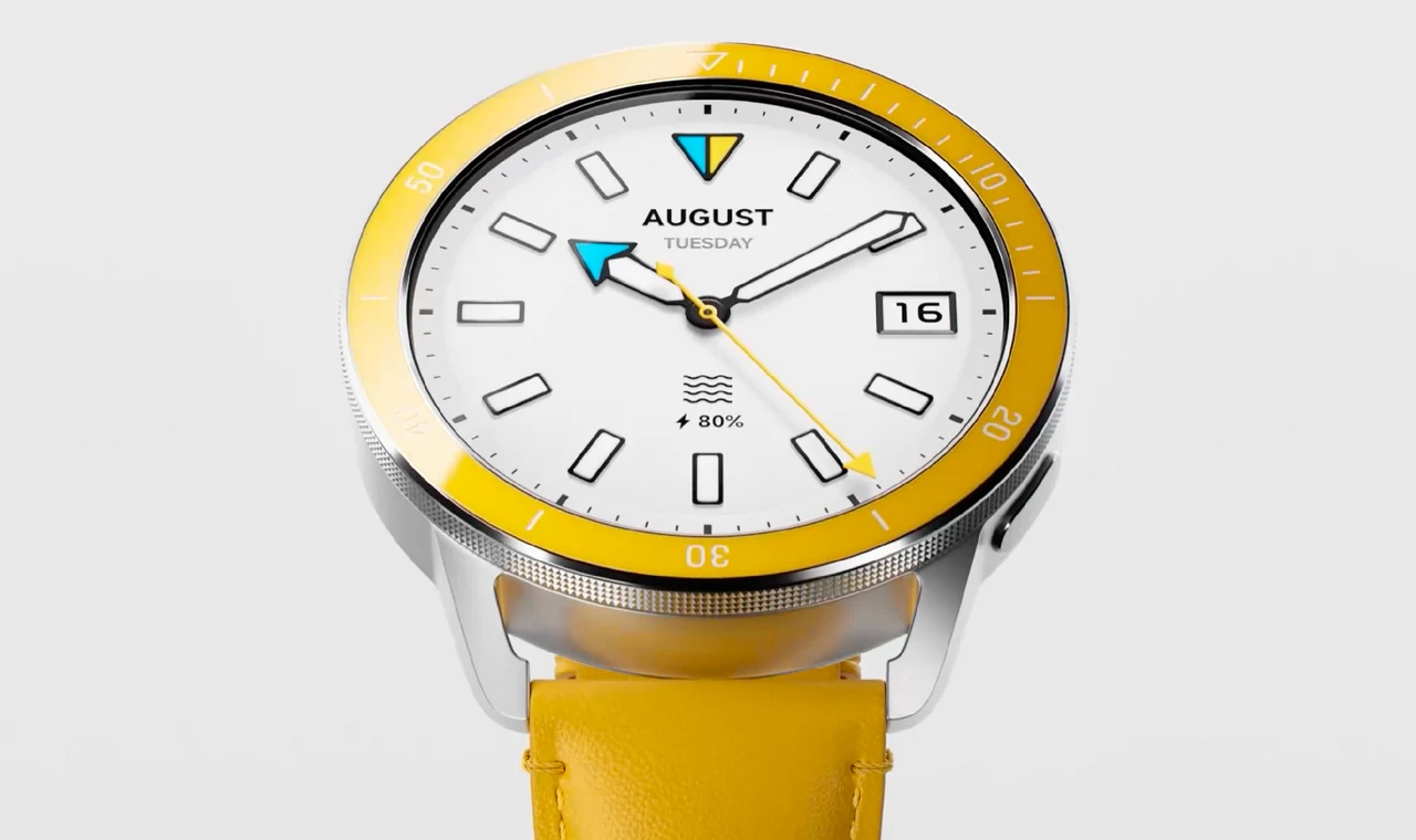 Yellow Xiaomi Watch S3 close-up